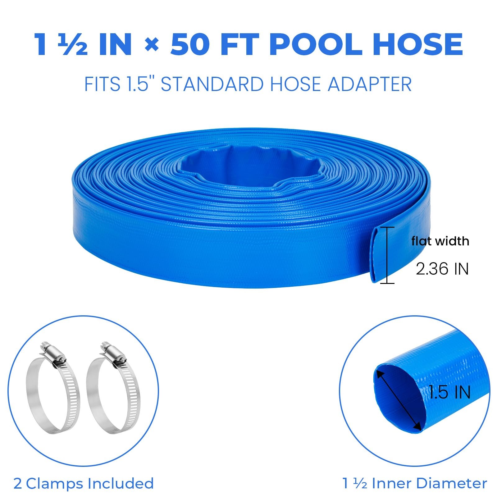 Linex 1.5 In X 50 Ft Pool – Reinforced Flat Pvc Sump Pump For