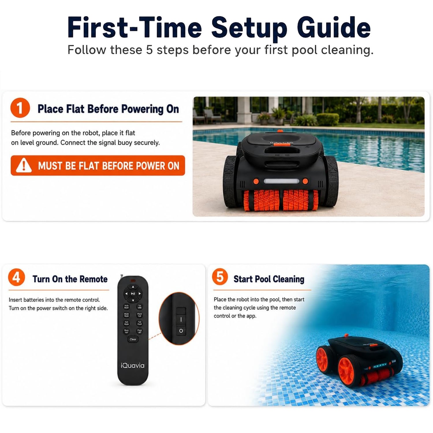 New Cordless Robotic Pool Cleaner Dual Suction with Remote Control, 5460GPH