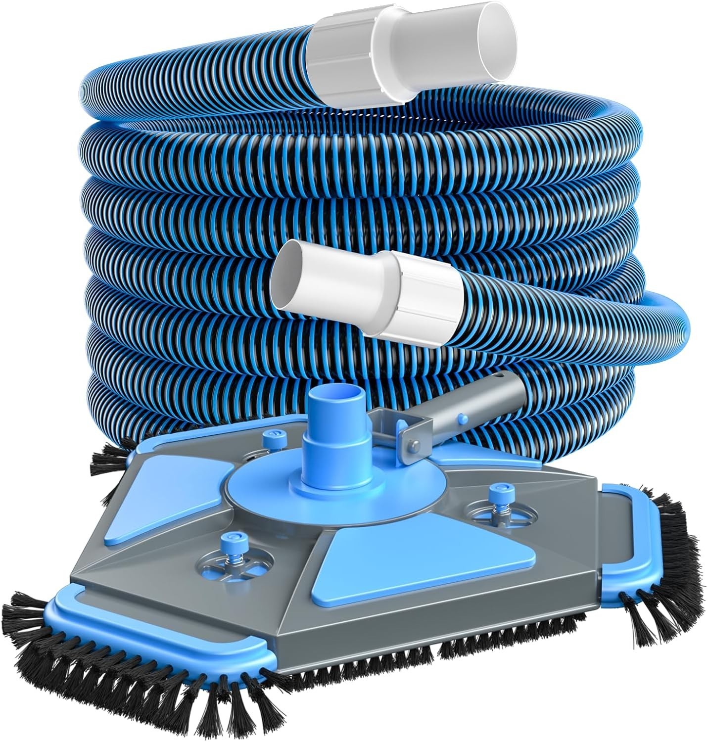 Complete Pool Cleaning Kit: 30ft Heavy Duty Hose & 360° Vacuum Head with Brushes