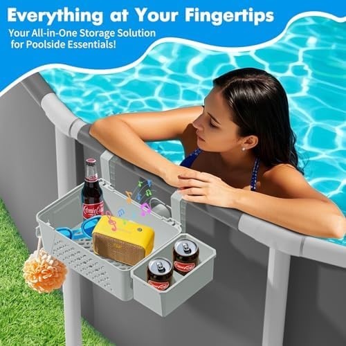 Poolside Storage Basket 2 Pack – above Ground Pool Accessories, Swimming Pool St