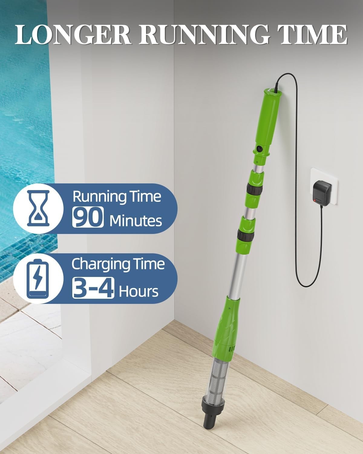 Cordless Handheld Spa Pool Vacuum – Rechargeable Sand Debris Cleaner Green