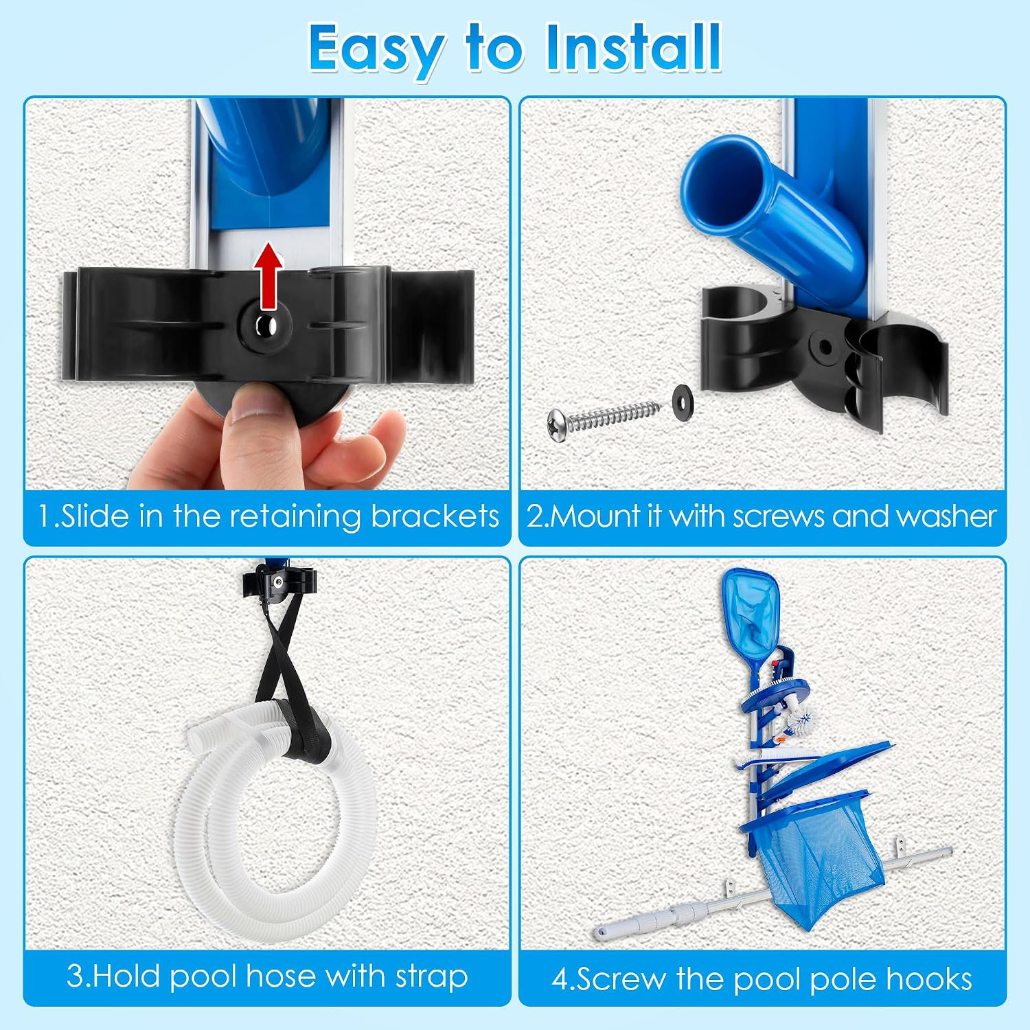 Swimming Pool Accessories Holder, Pool Cleaning Accessory Organizer and Holder R