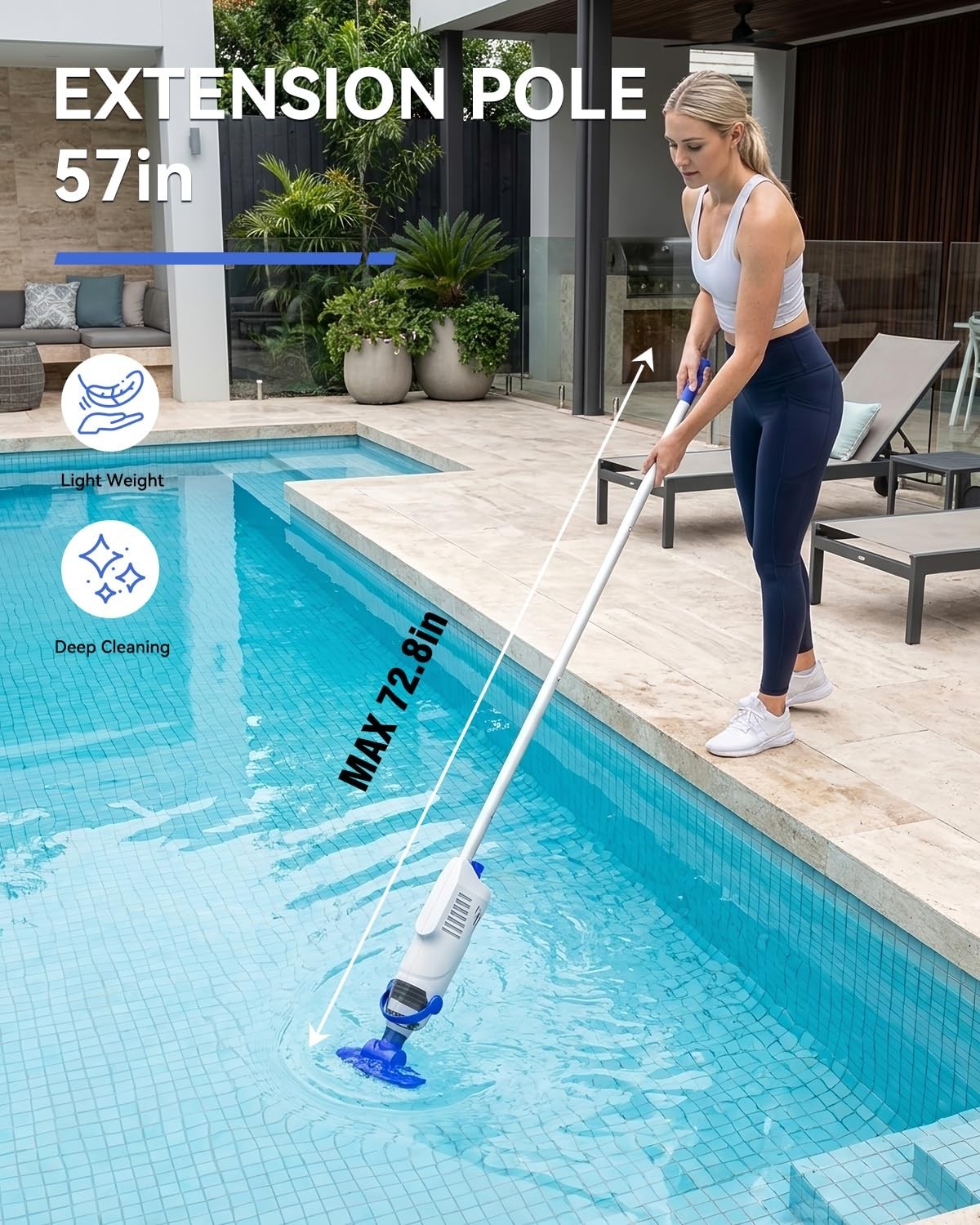 Upgraded Cordless Handheld Pool Vacuum – 3800L/H Suction, 5000mAh Battery, 3-Hea