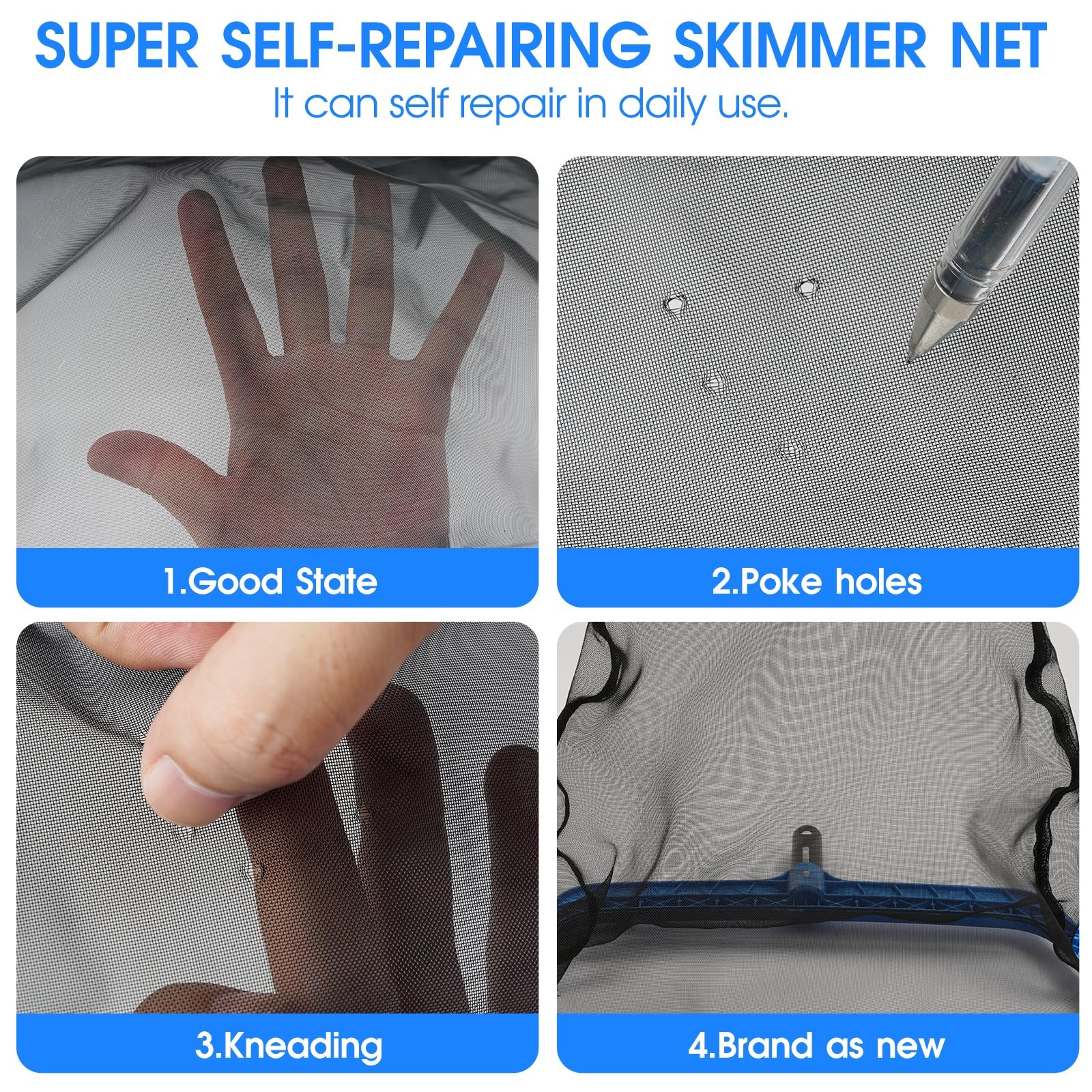 TidyMister 3-in-1 Pool Cleaning Kit Full Set – 18in Rounded End Pool Brush & …