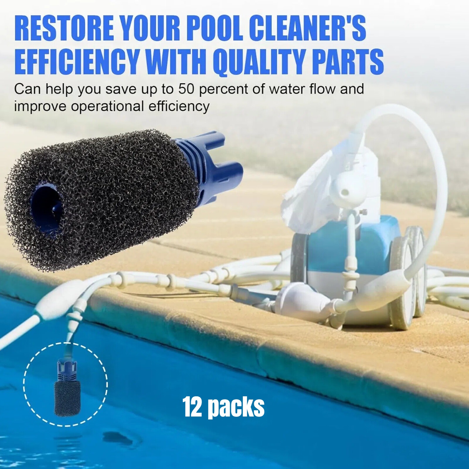 12PCS Sweep Hose Tail Scrubber 9-100-3105 For Polaris Pool Cleaner