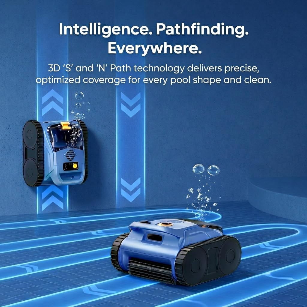 Seauto Cordless Robotic Pool Vacuum For Inground Pools Floor+Wall+Waterline USED