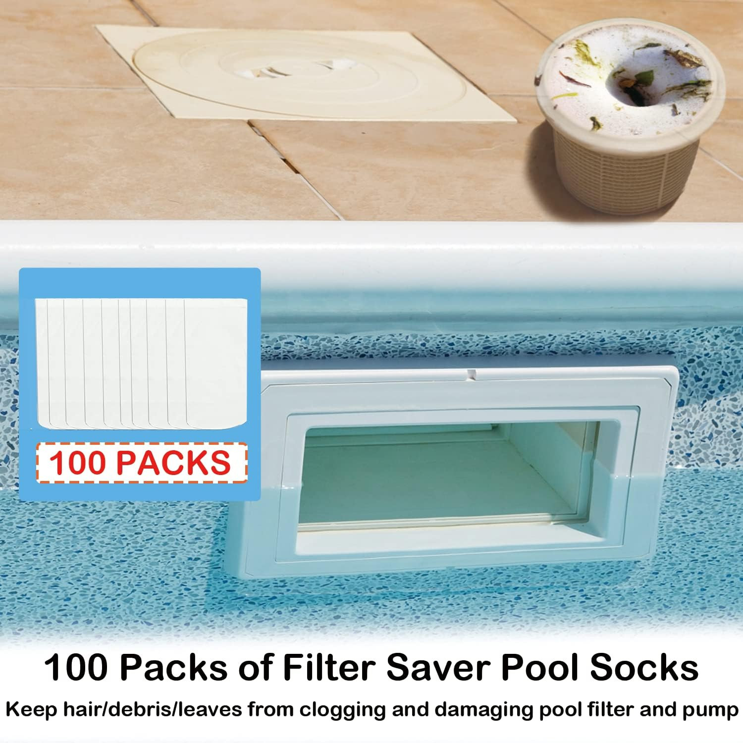 100 Pack Pool Skimmer Socks, Reusable Pool Socks for Skimmer Basket, Skimmer Soc