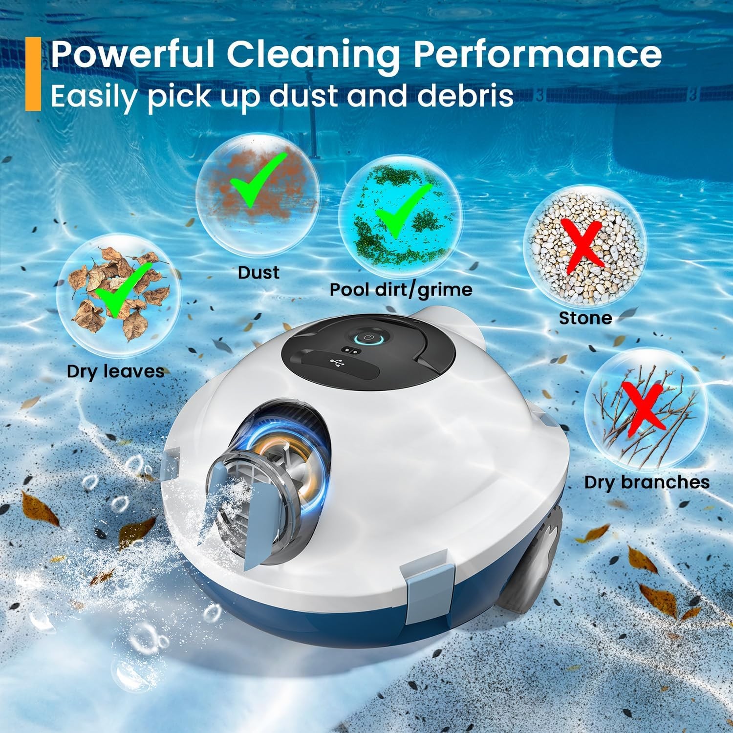 Y10 Cordless Robotic Pool Cleaner 120 Mins Self-Parking