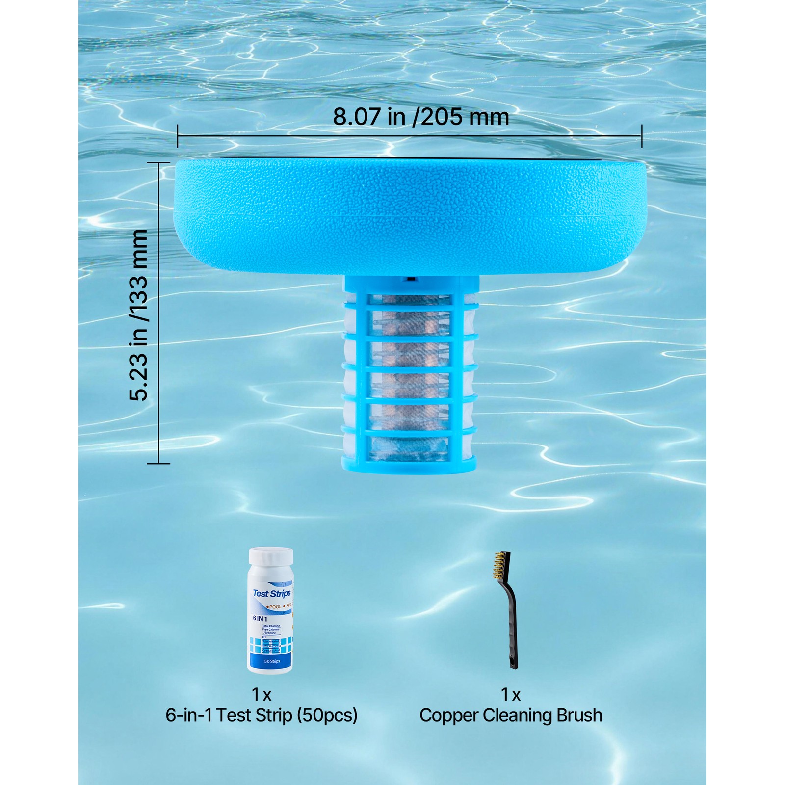Uimoso Solar Pool Ionizer Round Copper Purifier for Pools Up to 35000 Gal, Blue