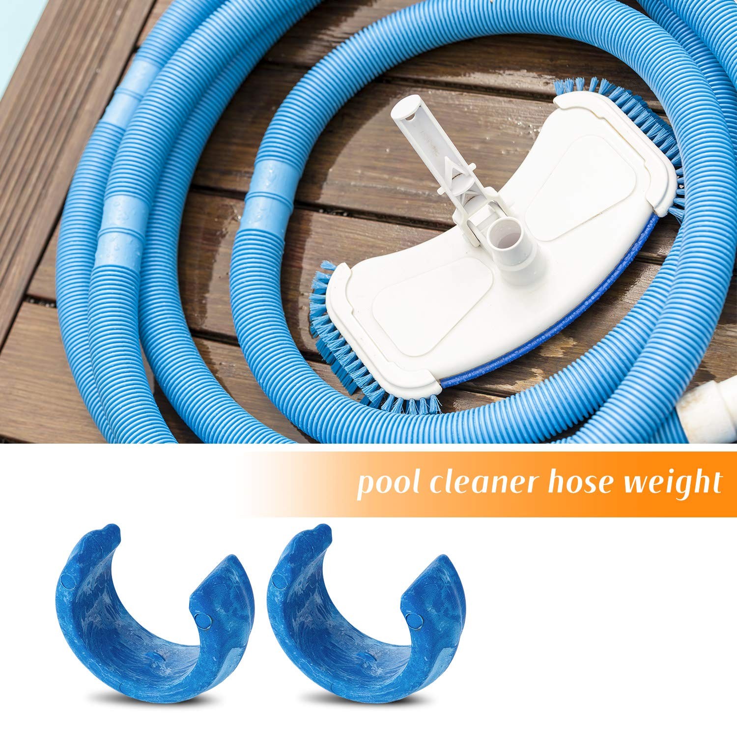 Mudder 4 Pack Pool Cleaner Hose Weight Compatible with 2.6 inches, Blue