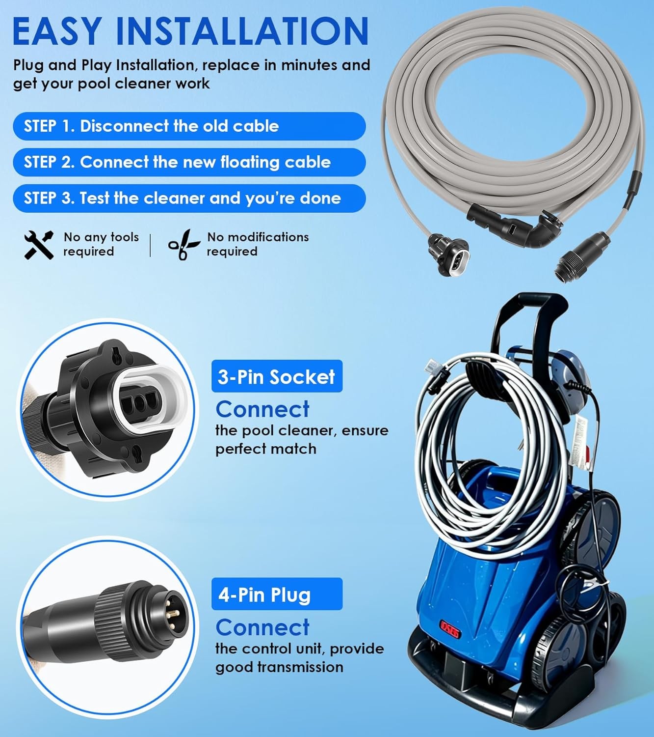 R0516800 Floating Cable For Zodiac Polaris 9300 9350 9400 9450 Pool Cleaner