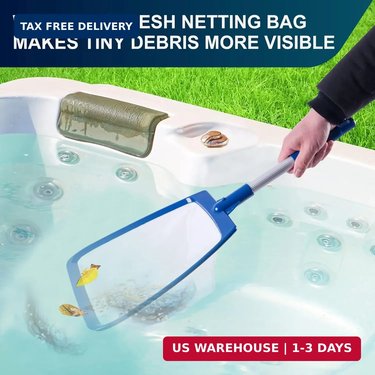 POOLAZA Hot Tub Skimmer Net Handheld, Professional Pool, Spa, Pound Skimmer Net