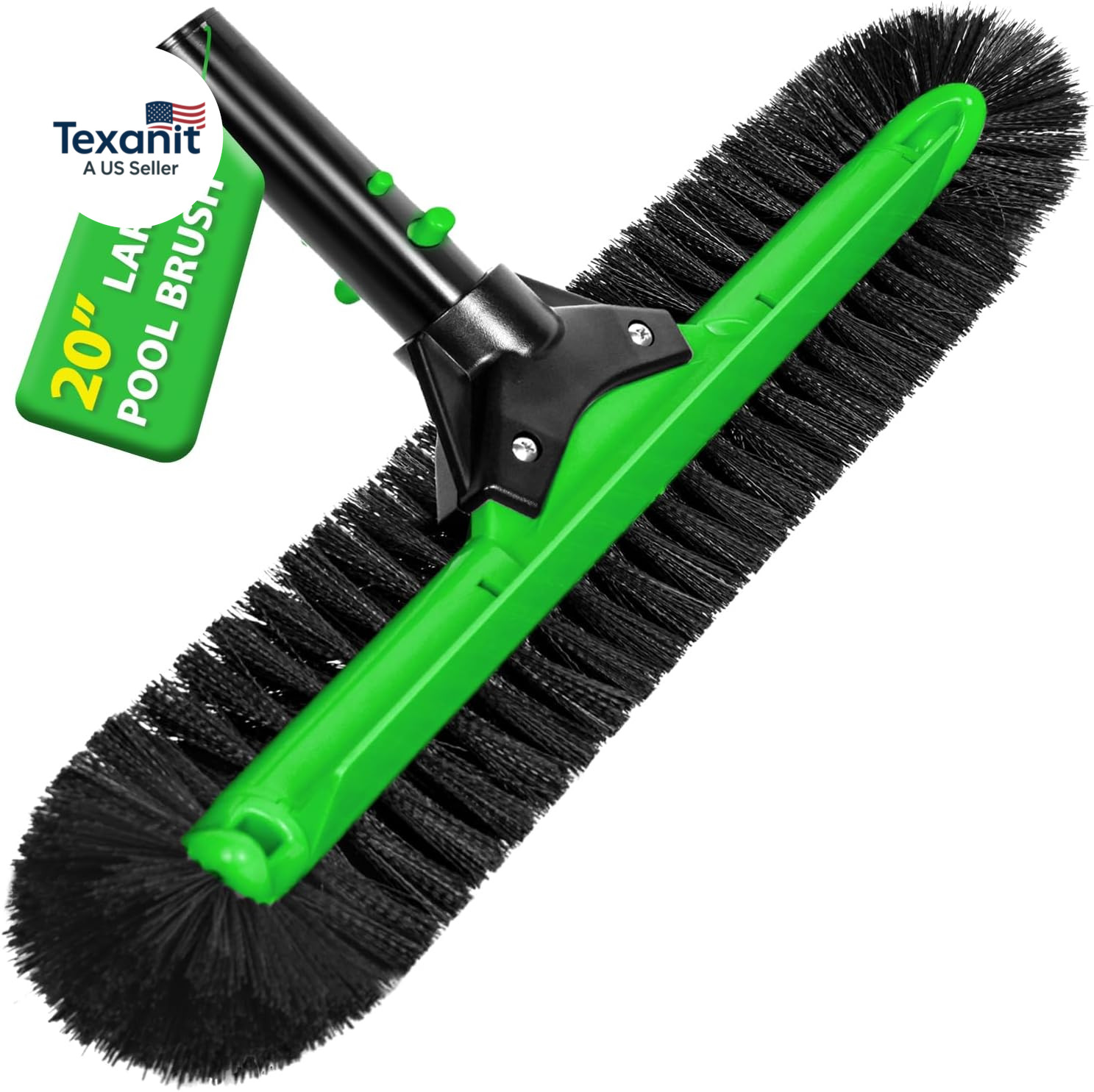 20&Prime; Wide Pool Brush Head, Heavy Duty Pool Scrub Brush with 12-Rows Soft Bristles