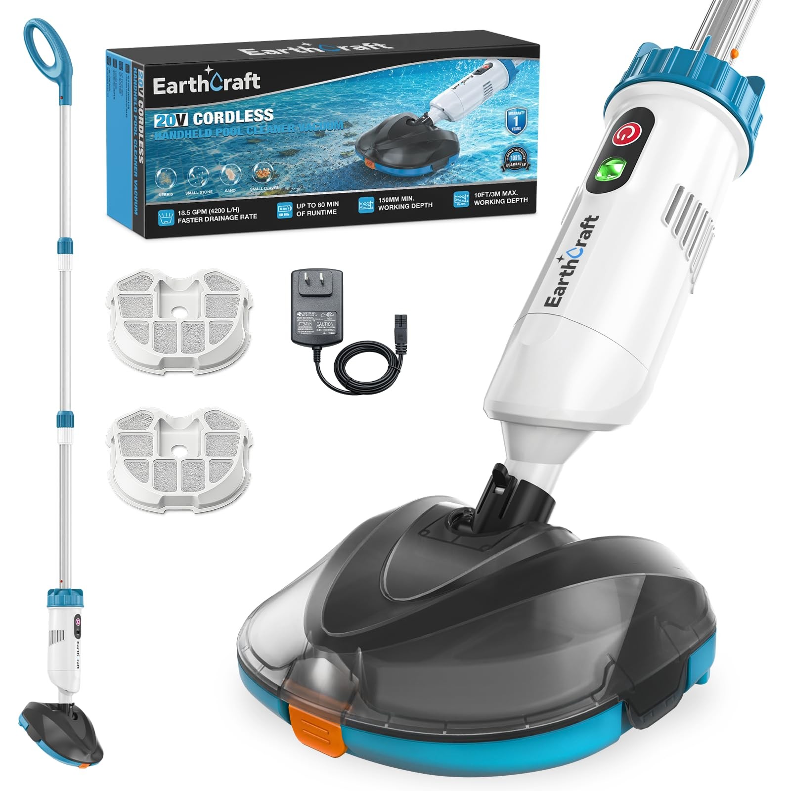 18.5 GPM Suction Pool Vacuum for Above Ground Pool,Hot Tubs,Spas