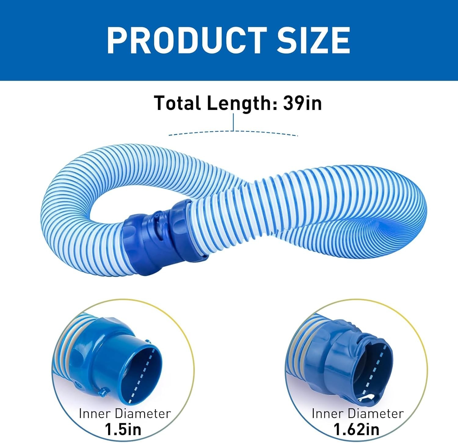 39-Inch Inground Pool Vacuum Hoses, Twist Lock Connection