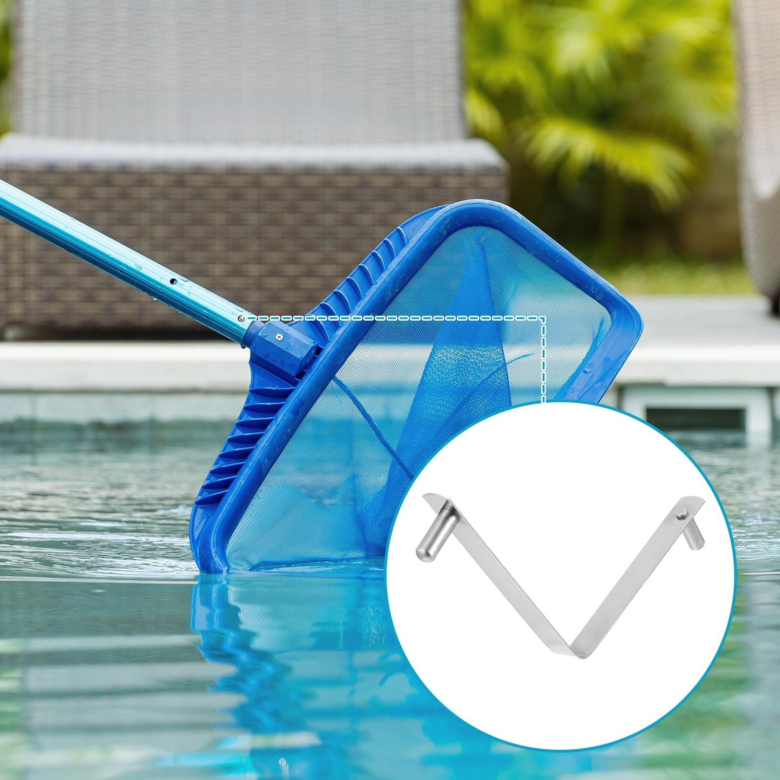 6 Pcs Pool Pole Clips, Stainless Steel Pools Brush Clip V-Shaped Clips Univer…