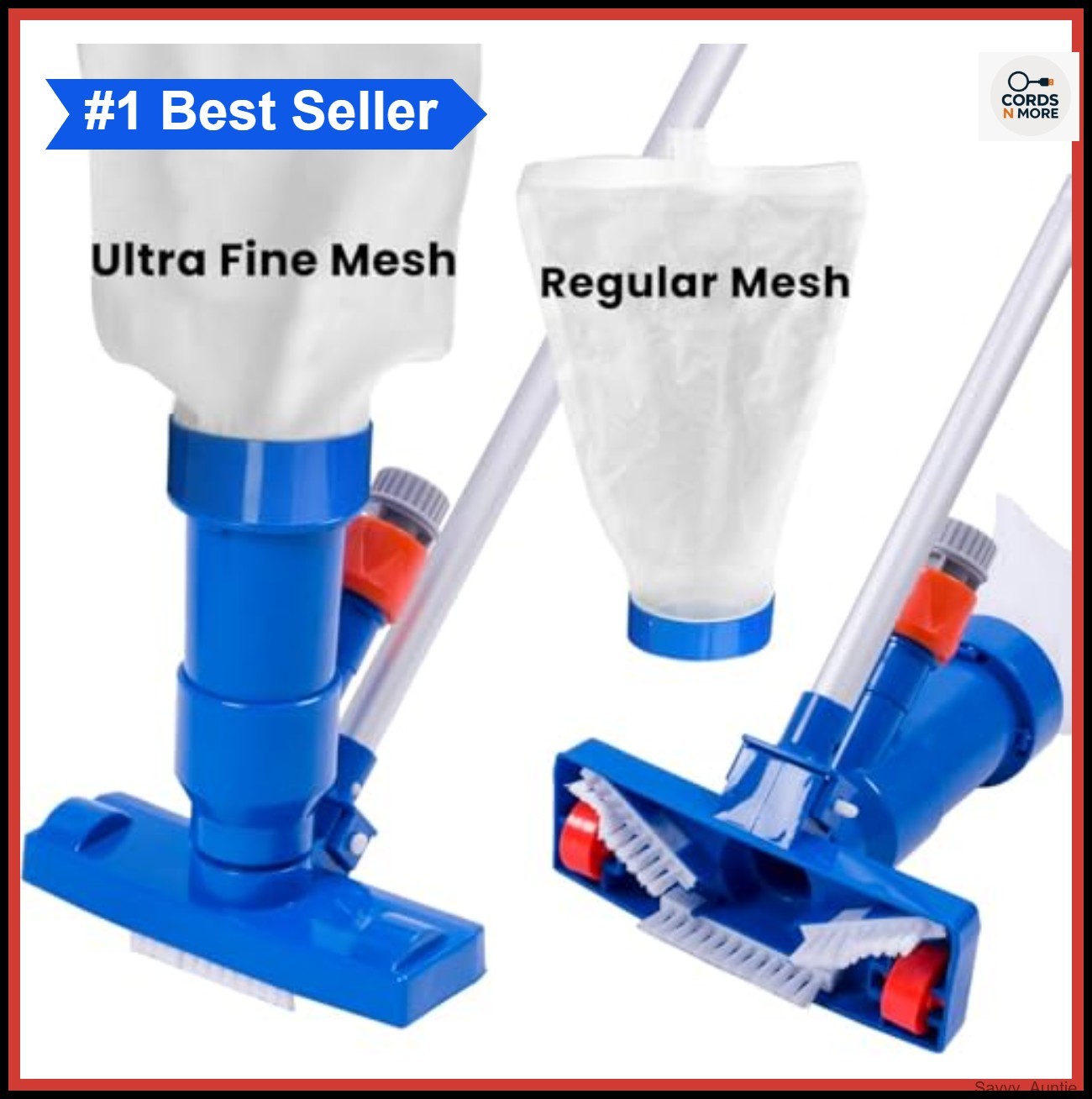 Pool Spa Jet Vacuum Cleaner 56 Inch Pole with 2 Filter Bags for Above Ground