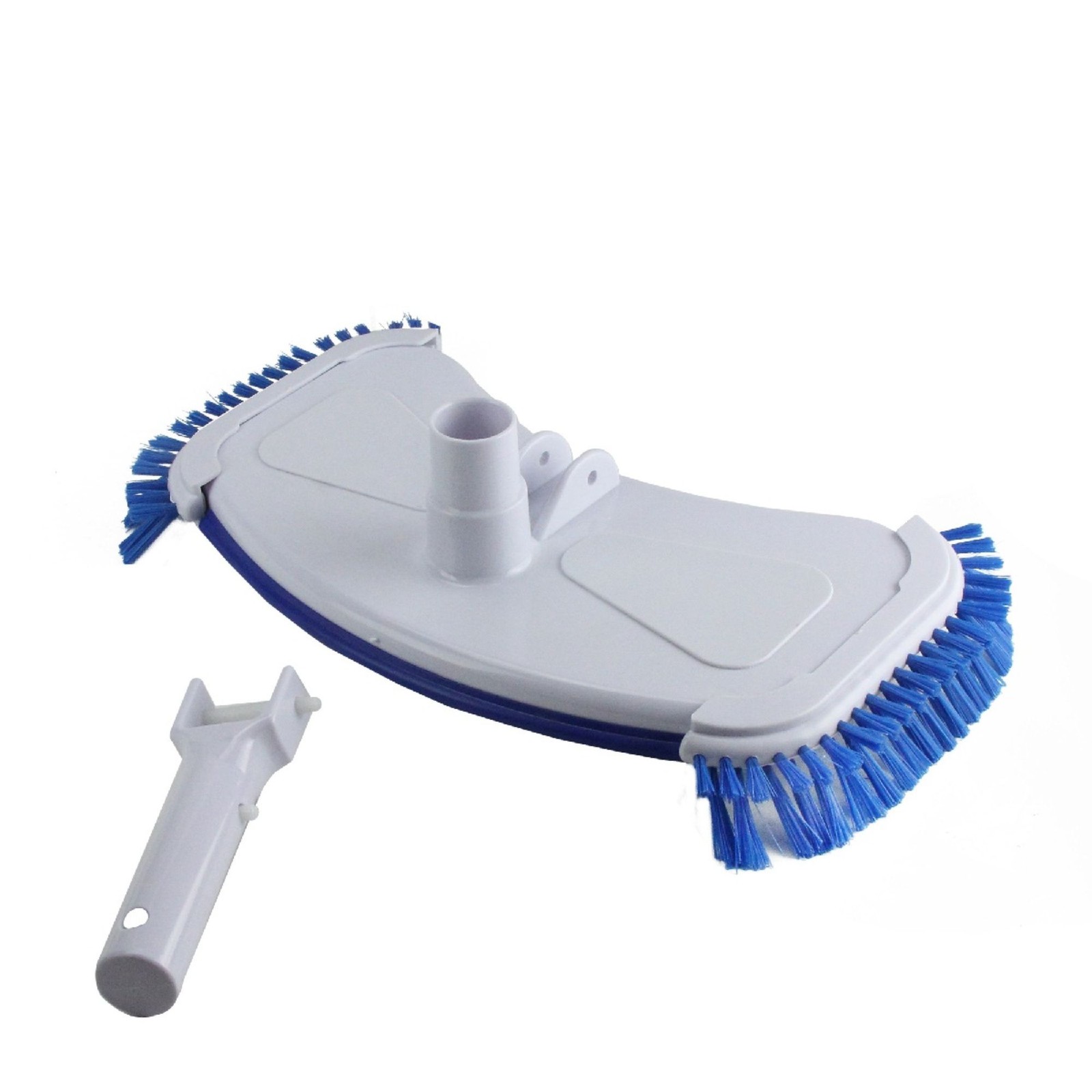 Pool Central 14IN Blue White Deluxe Cast Iron Weighted Vacuum Head Side Brushes