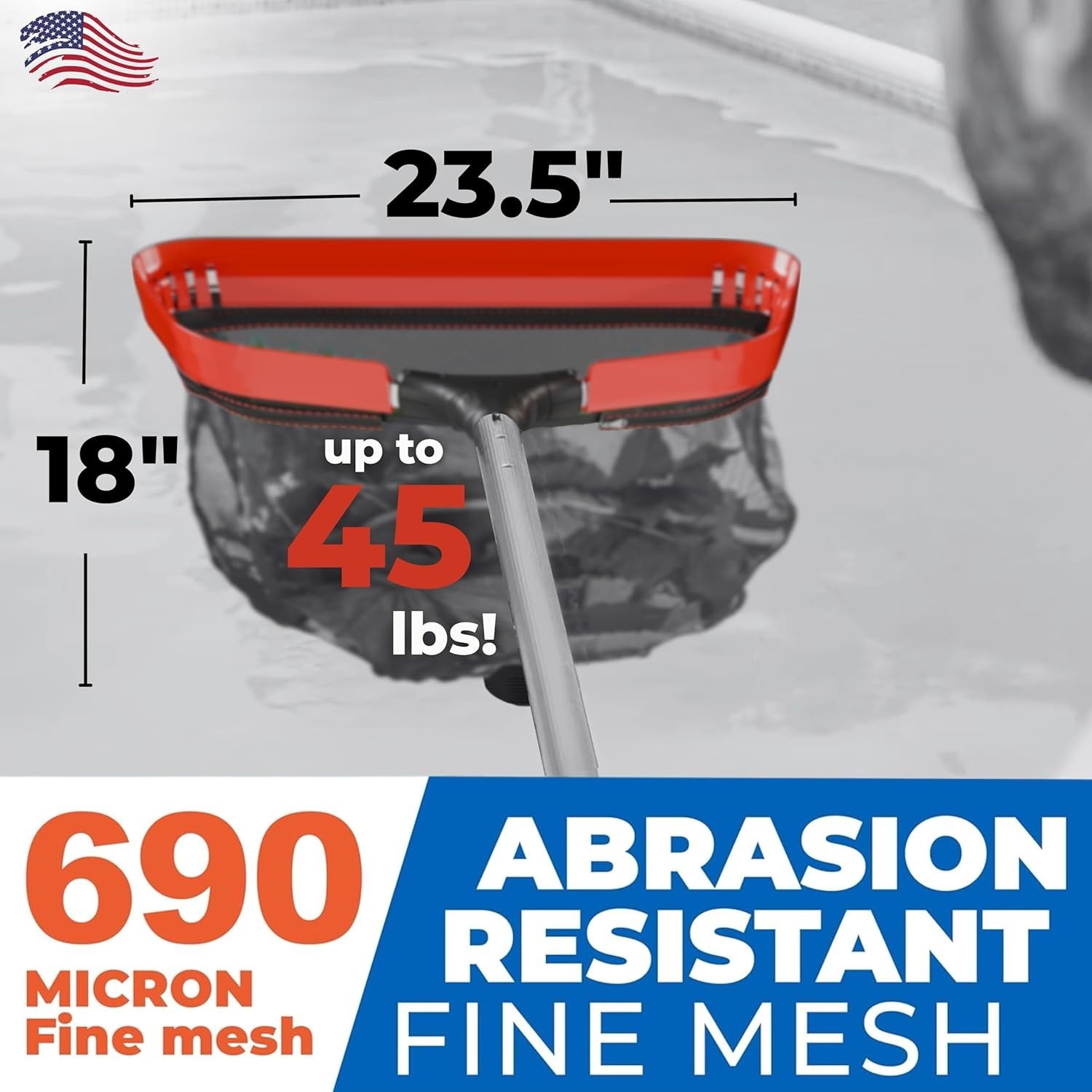 Durable Pool Rake Bundle: 23&Prime; Medium & 17&Prime; Fine – Unconditional Lifetime Promise