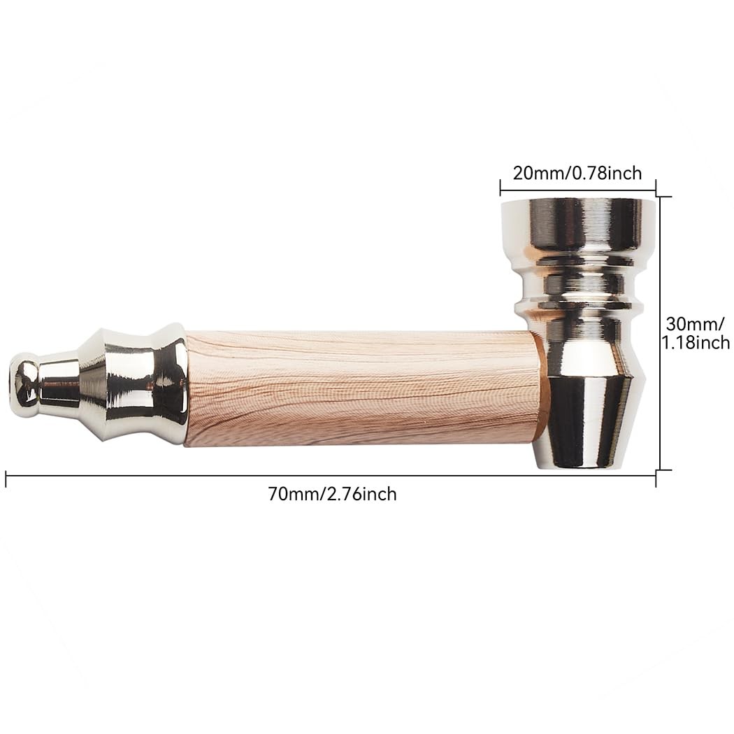 2pc Short Realistic Wood Grain Tobacco Pipe With Cleaner Tamper Two color