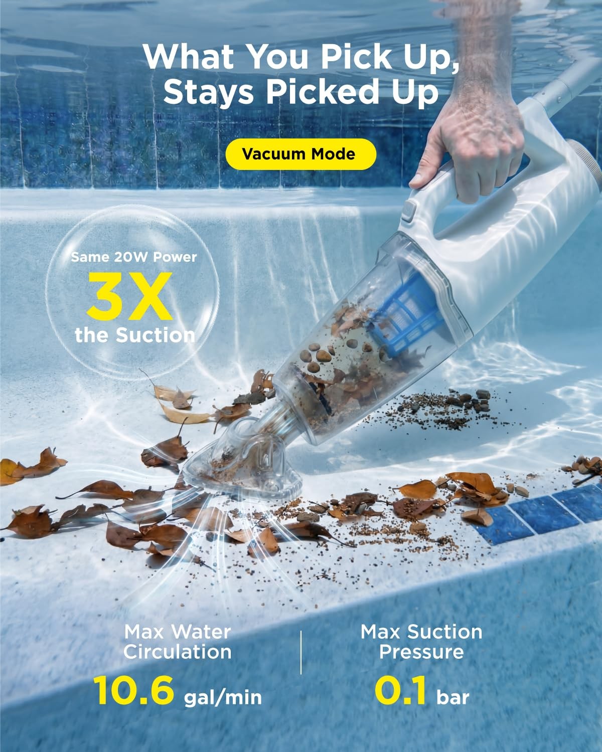 2-in-1 Cordless Handheld Pool Vacuum & Hot Tub Cleaner, Swap-On Replaceable B…