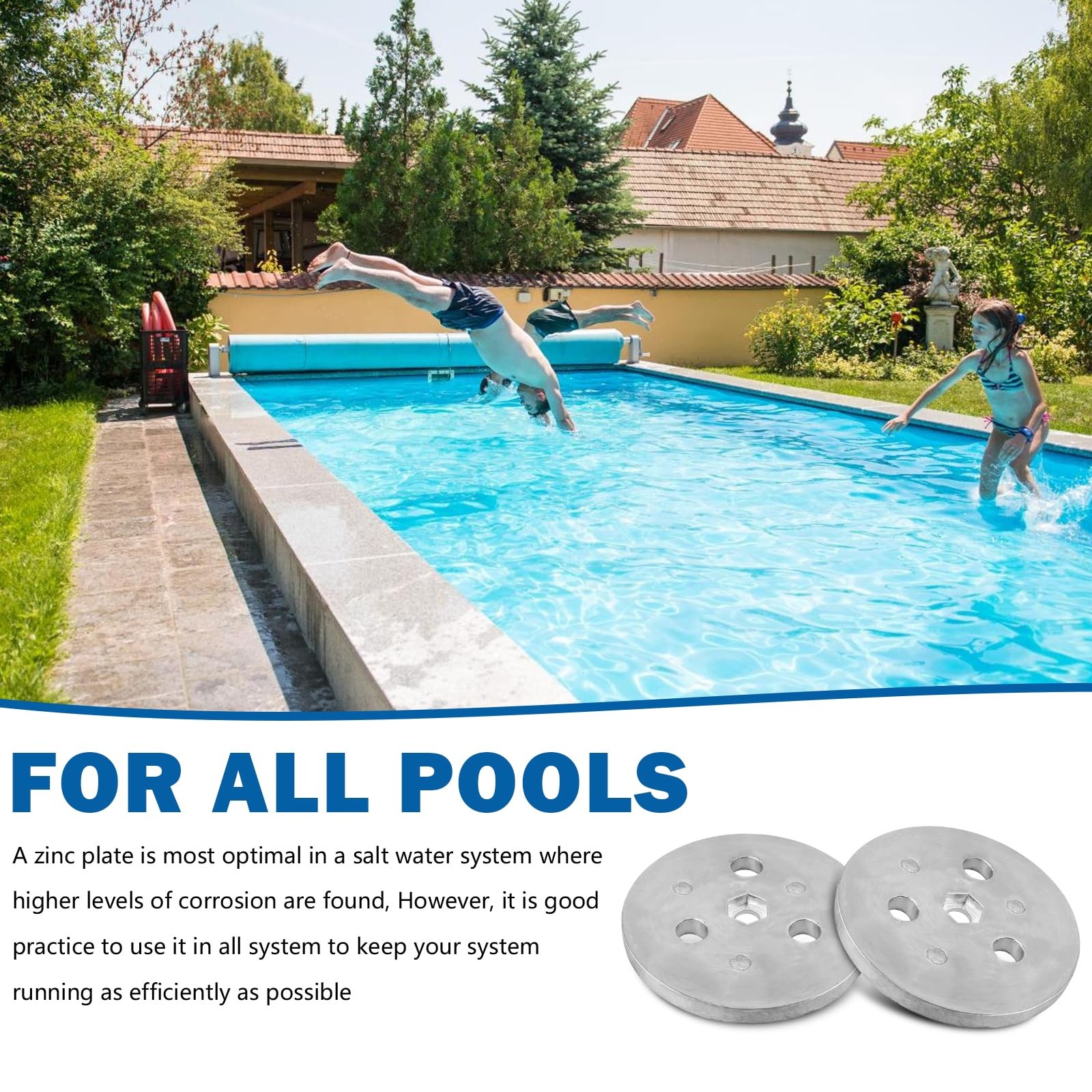 Pool Skimmer Zinc Anode Weight Plate Anti-Electrolysis Sacrificial Anode 2 Pcs