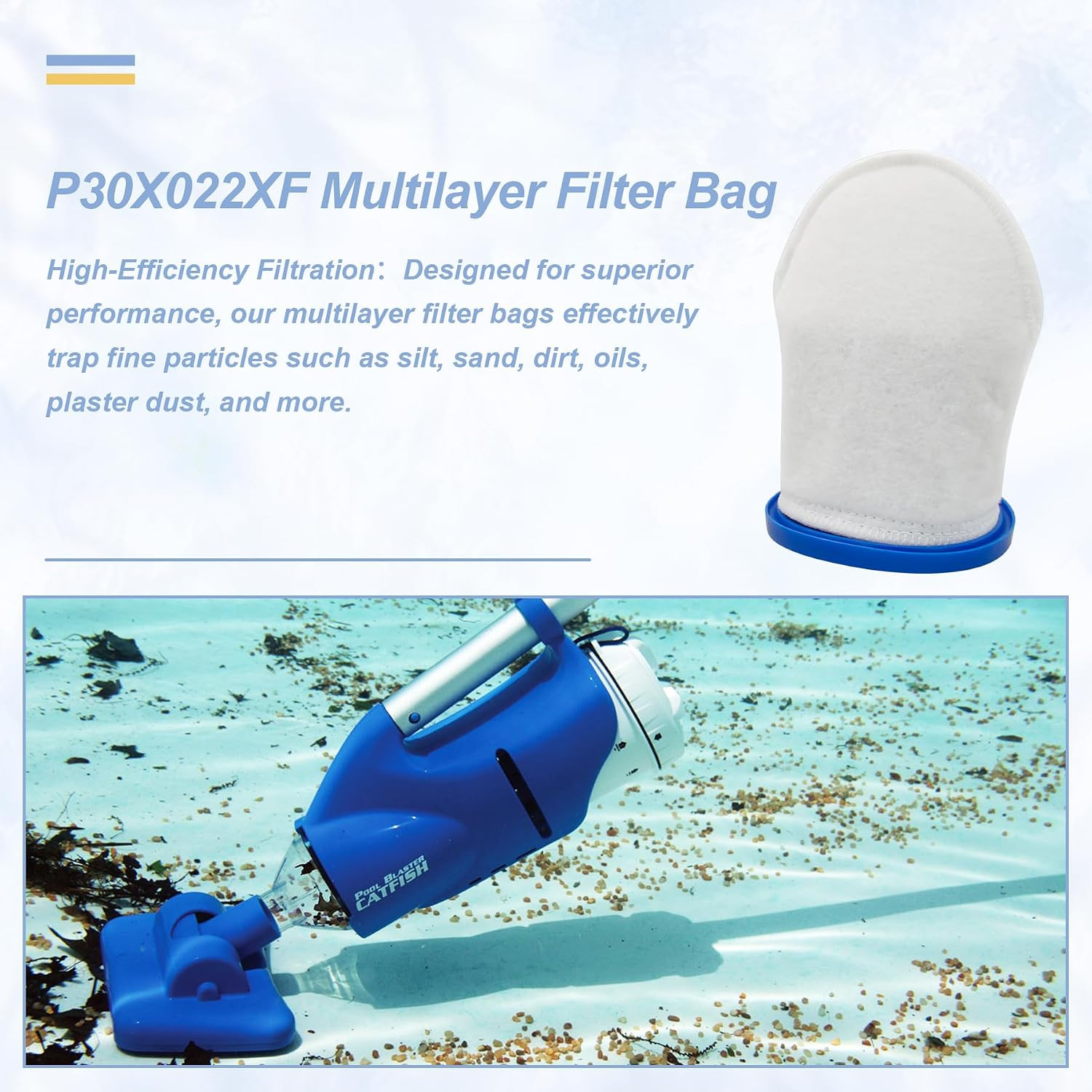 P30X022XF PBW022XF X-treme Multilayer Filter Bag for Handheld Pool Vacuums, Comp