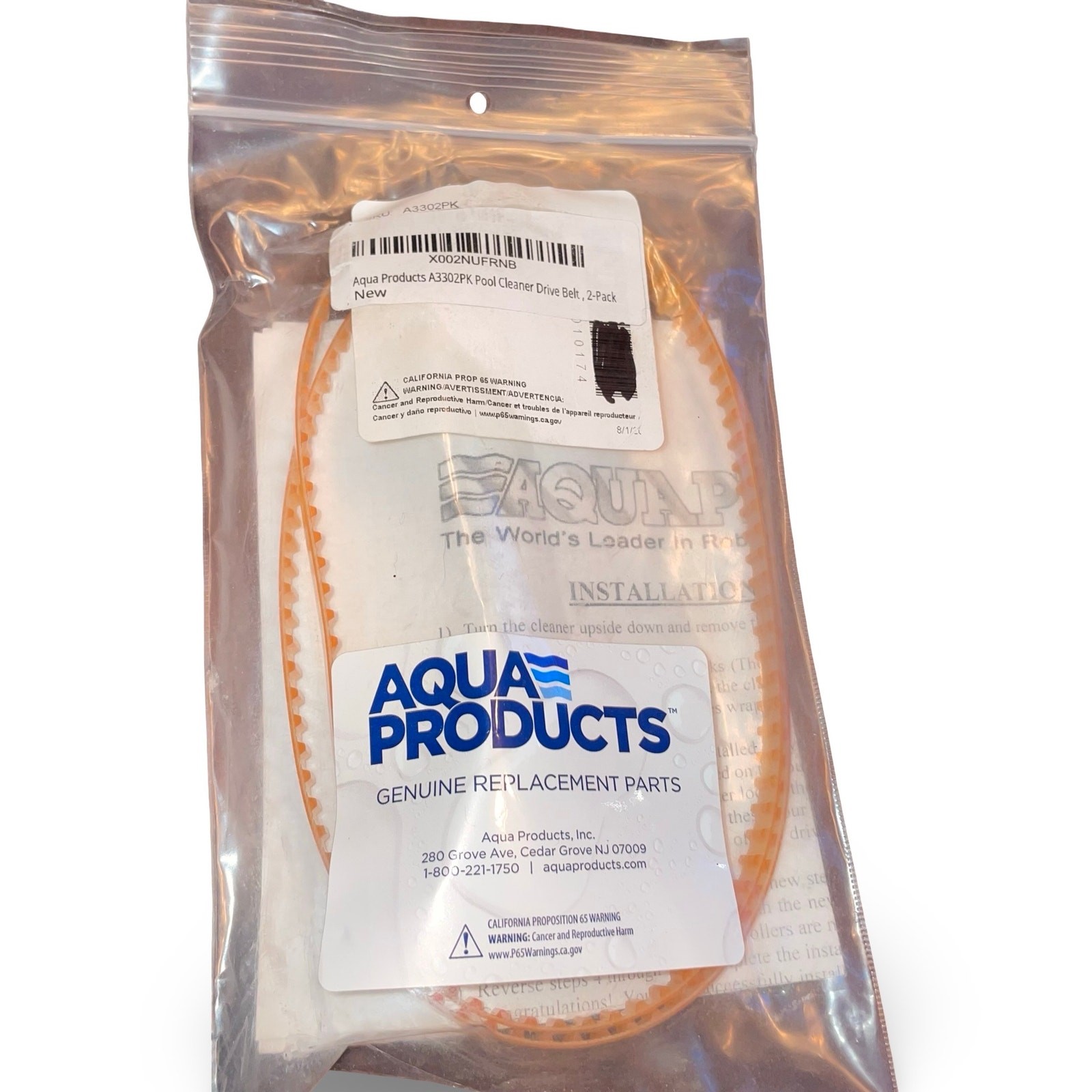 Aqua Products A3302PK Pool Cleaner Drive Belt 2-Pack Replacement Parts New