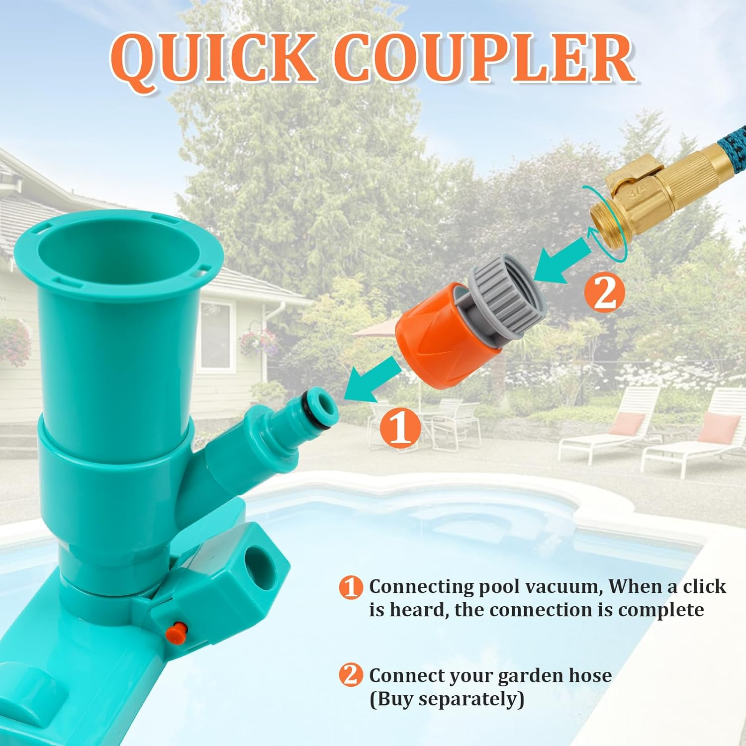 POOLWHALE Upgrades Pool Spa Pond Mini Jet Vac Vacuum Cleaner W/Brush, Bag,6 Sect