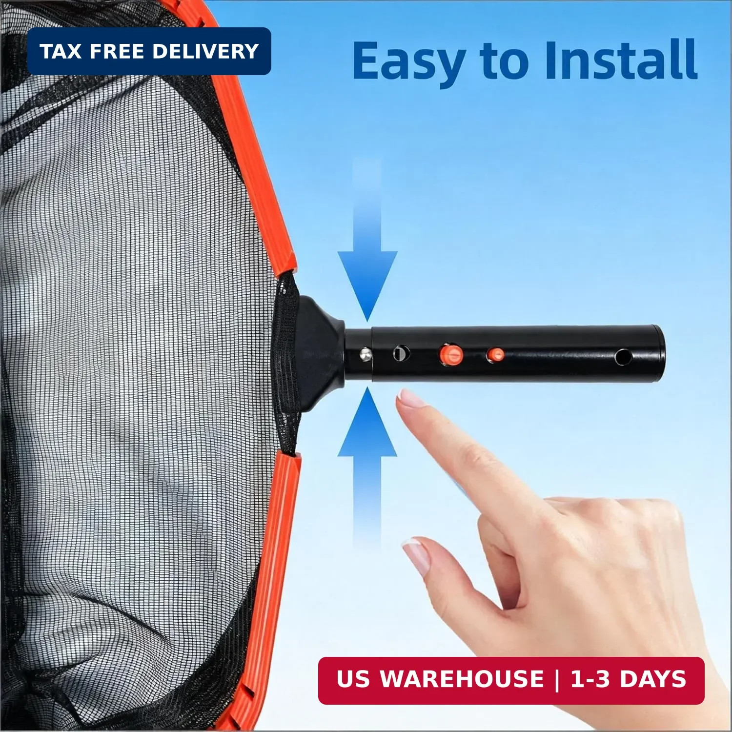 17.5&Prime; Pool Net, Pool Skimmer Net with Double-Layer Netting Bag, Aluminum Frame,
