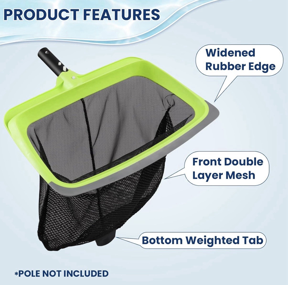 Sepetrel Deluxe Pool Cleaning Kit 17.5&Prime; Wall Brush Skimmer Rake Hand Brush New