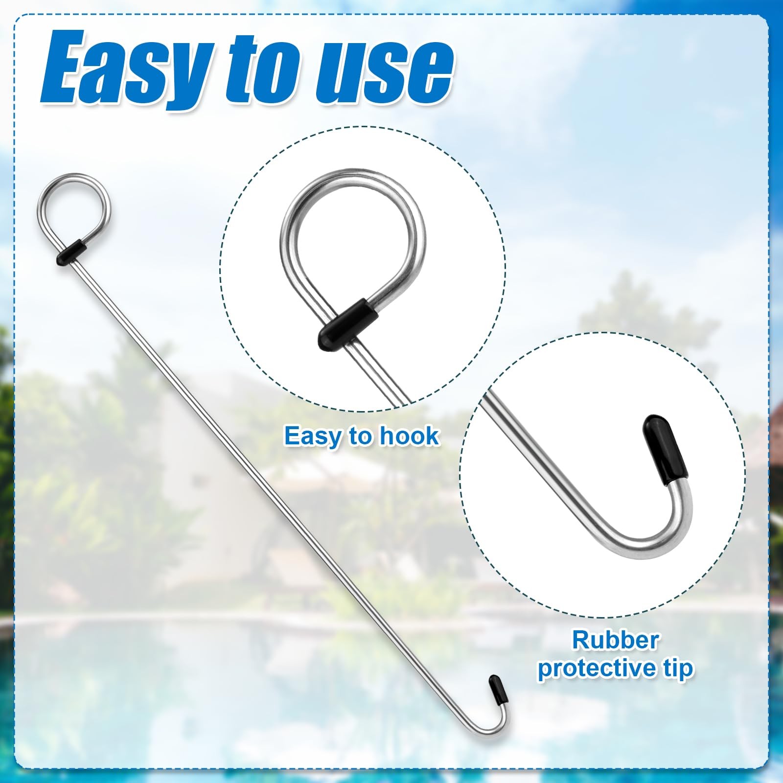 Swimming Pool Skimmer Basket Hook, 14.57in Long Skimmer Basket Extension Hand…