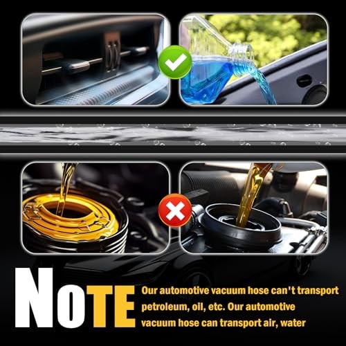 6PCS 5Ft Silicone Vacuum Hose Automotive Kit,ID 1/8&Prime; 5/32&Prime; 3/16&Prime; 1/4&Prime; 5/16&Prime;
