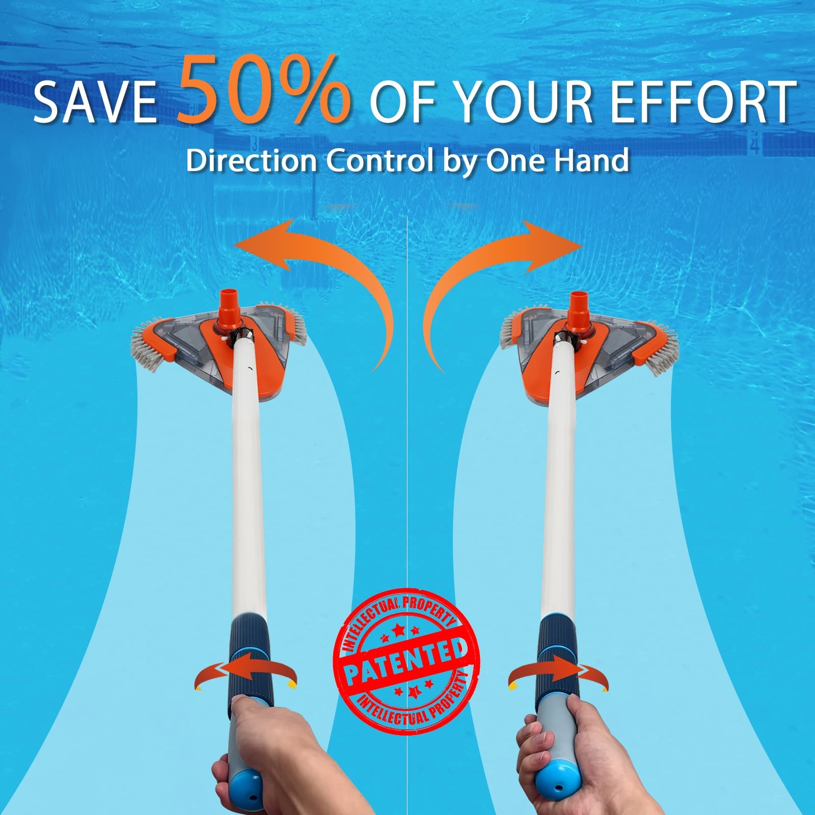 TidyMister Pool Vacuum Head with Side Brush,Universal Triangular vacuum head
