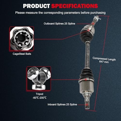 66-6250 CV Axle Shaft Assembly Fit 2009-2014 for Nissan Cube 1.8L,2007-2014