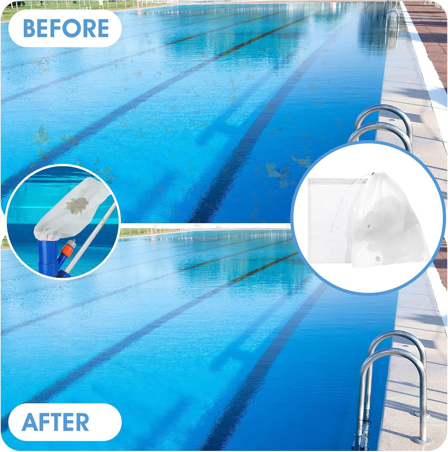 Thinp 6 Pack Pool Cleaner Net, 9 X 12.2 Inch Vacuum Pool Cleaner Fine Mesh Bag