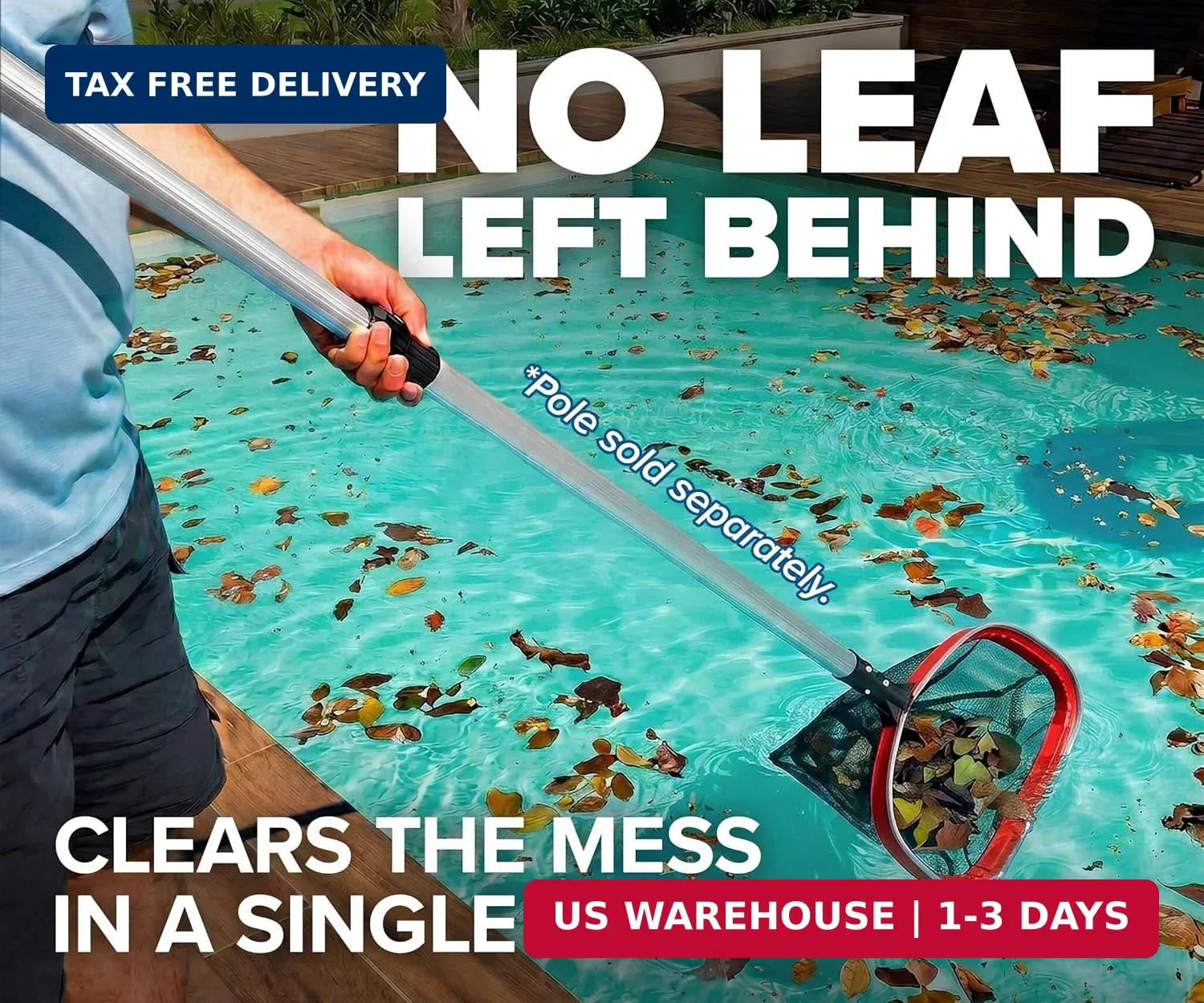 Aluminum Frame Pool Net – Deep Bag Pool Net for Leaves // Heavy Duty Pool Net fo