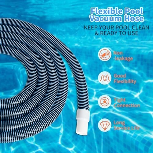Pool Vacuum Hose 1-1/4 x 30 FT Heavy Duty for Inground Above Ground Pool Cleaner