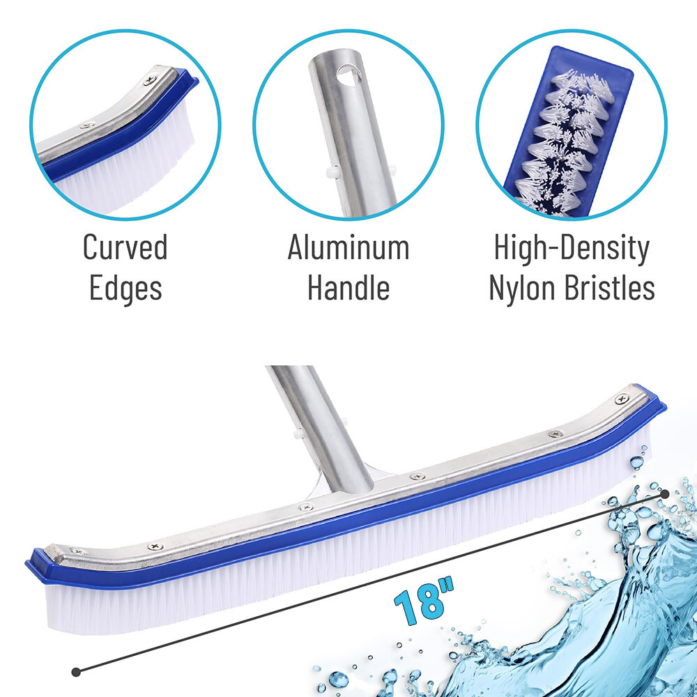 Pool Brush Head,18&Prime; Heavy Duty for Cleaning Walls & Floors,Nylon Bristles