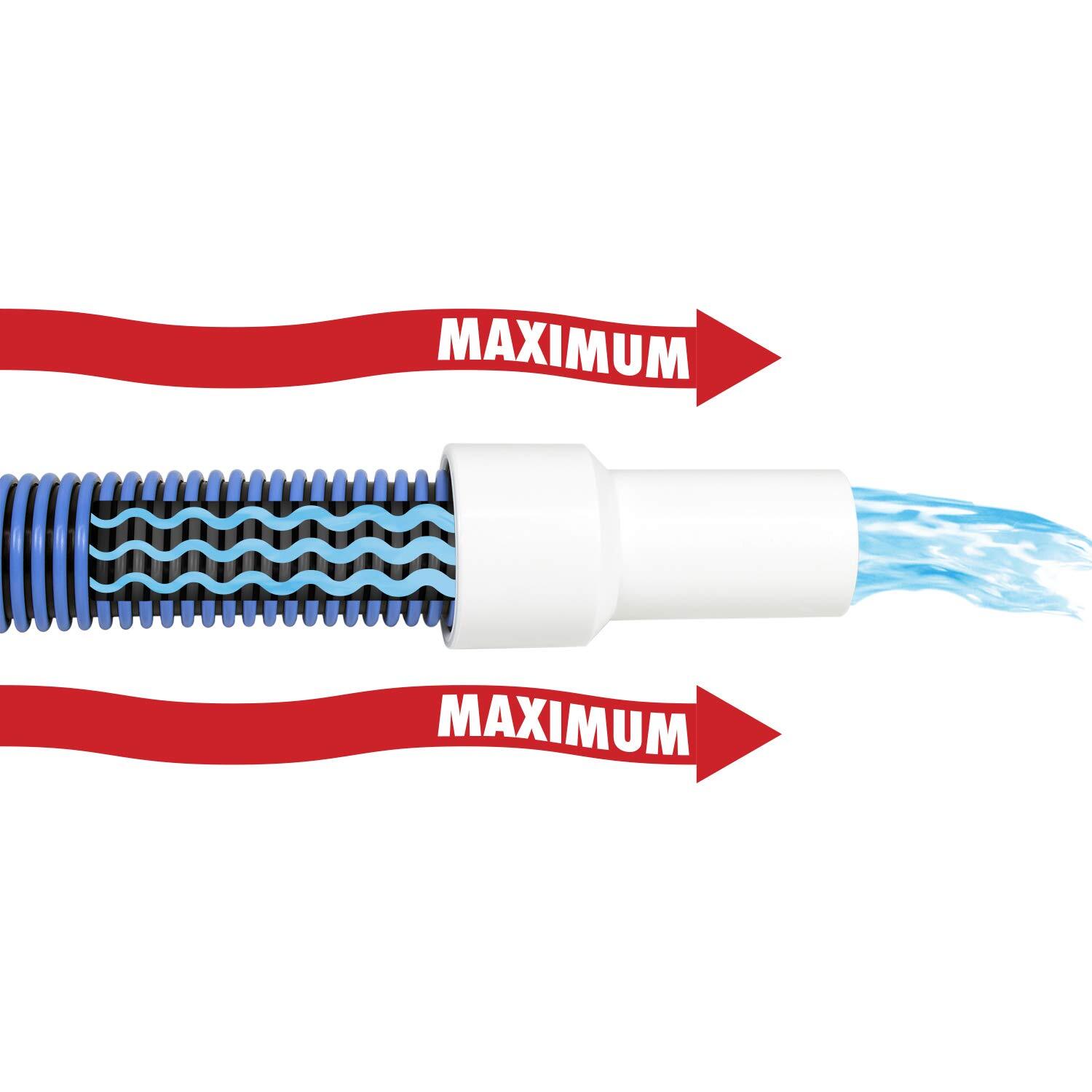 40 Feet Blue Pool Vacuum Hose Heavy Duty Kink Free Swivel Cuff For Inground P…