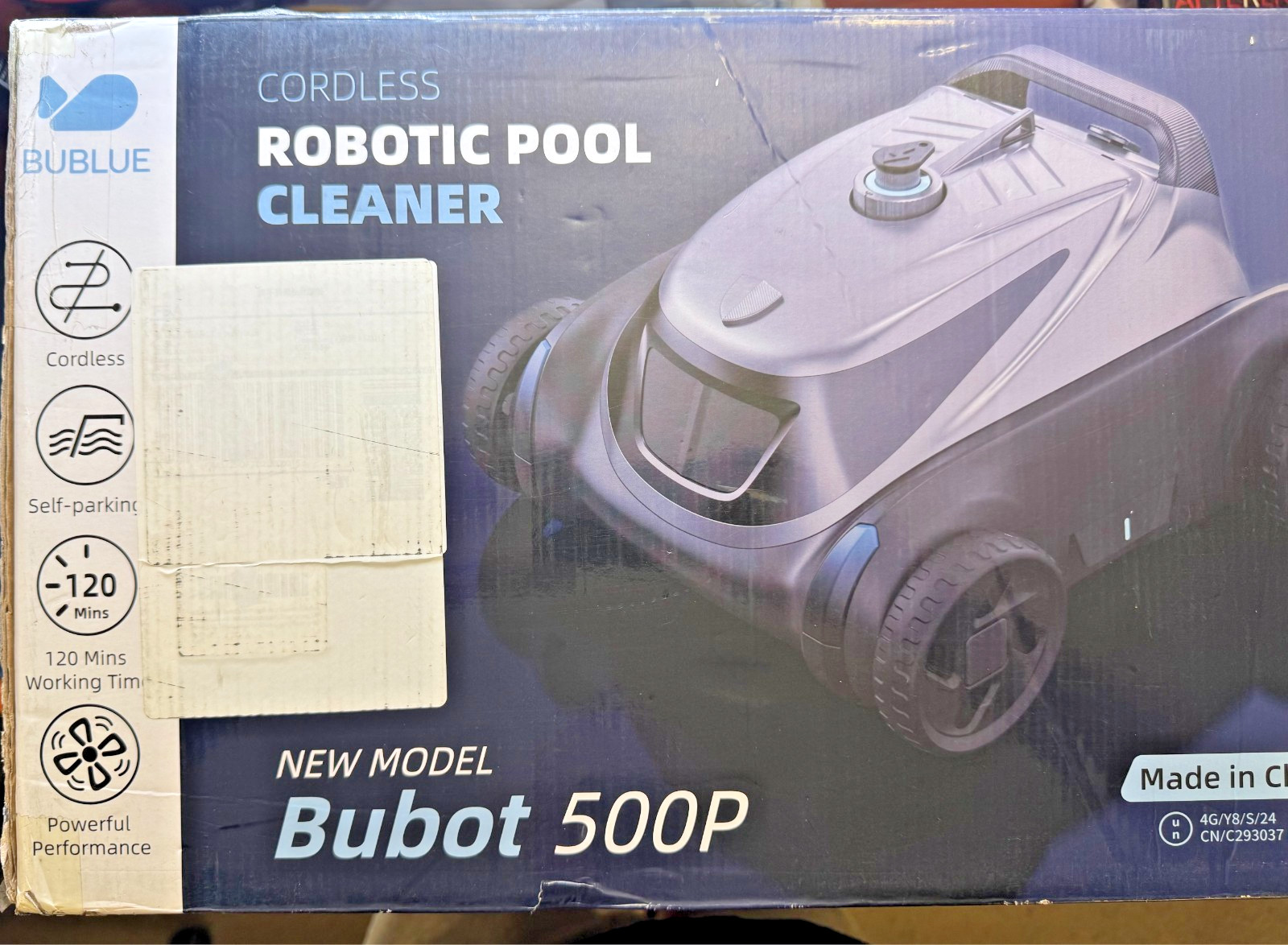 BuBlue Bubot 500P Cordless Robotic Pool Cleaner Pool Vacuum w/ Bluehole Suction