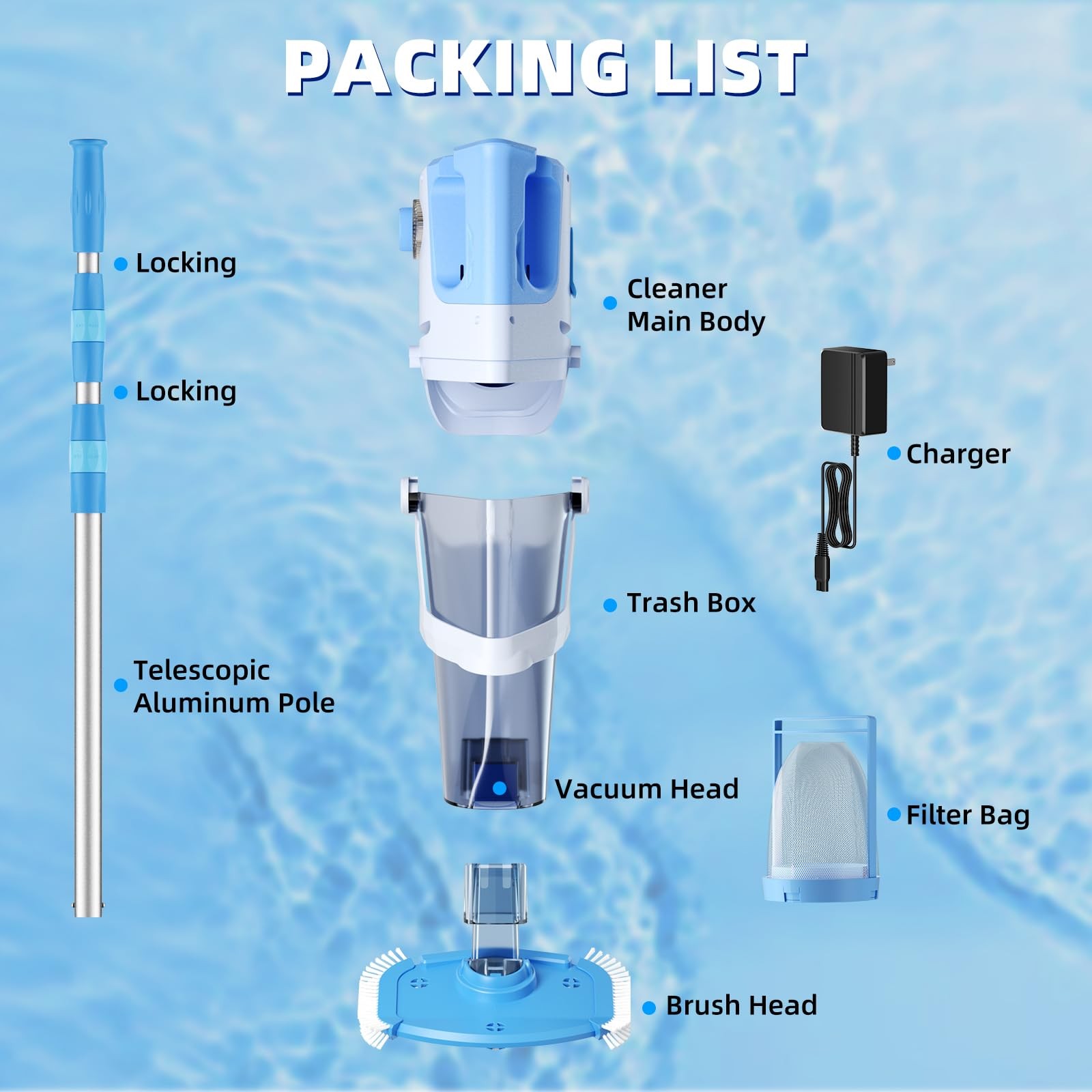Cordless Pool Vacuum Above & Inground Pools, Powerful 1590 GPH Suction,Handhe…