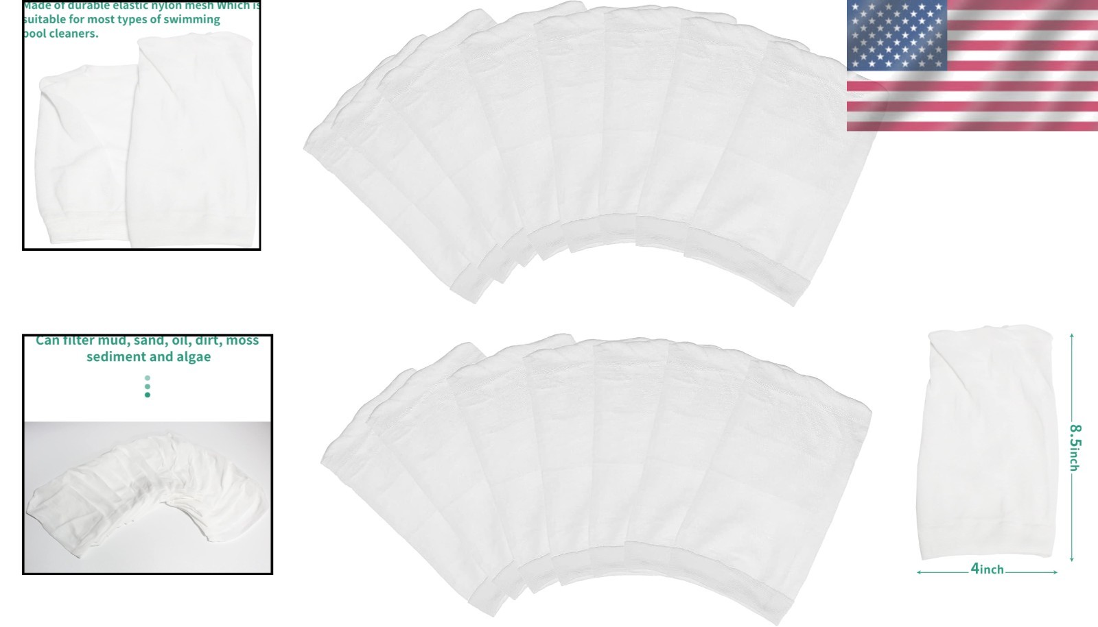 15-Pack Pool Vacuum Filter Bags for Water Tech Handheld Cleaners – White