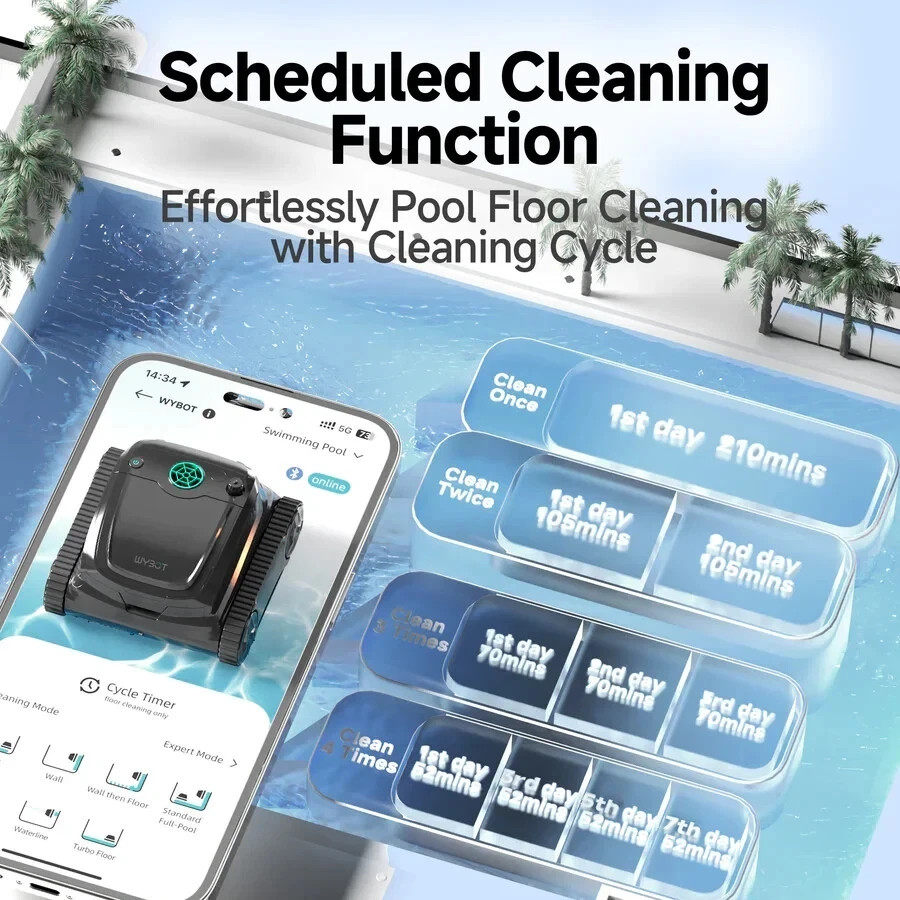 WYBOT S2 Cordless Robotic Pool Cleaner – Model WY210C – Automatic Vacuum