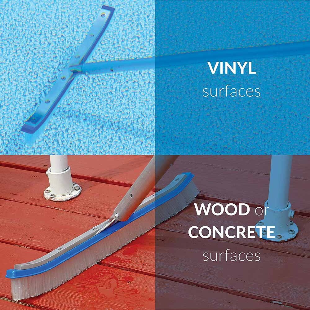 18&Prime; Curved Pool Spa Wall & Floor Brush with Nylon Bristle & Aluminum Body