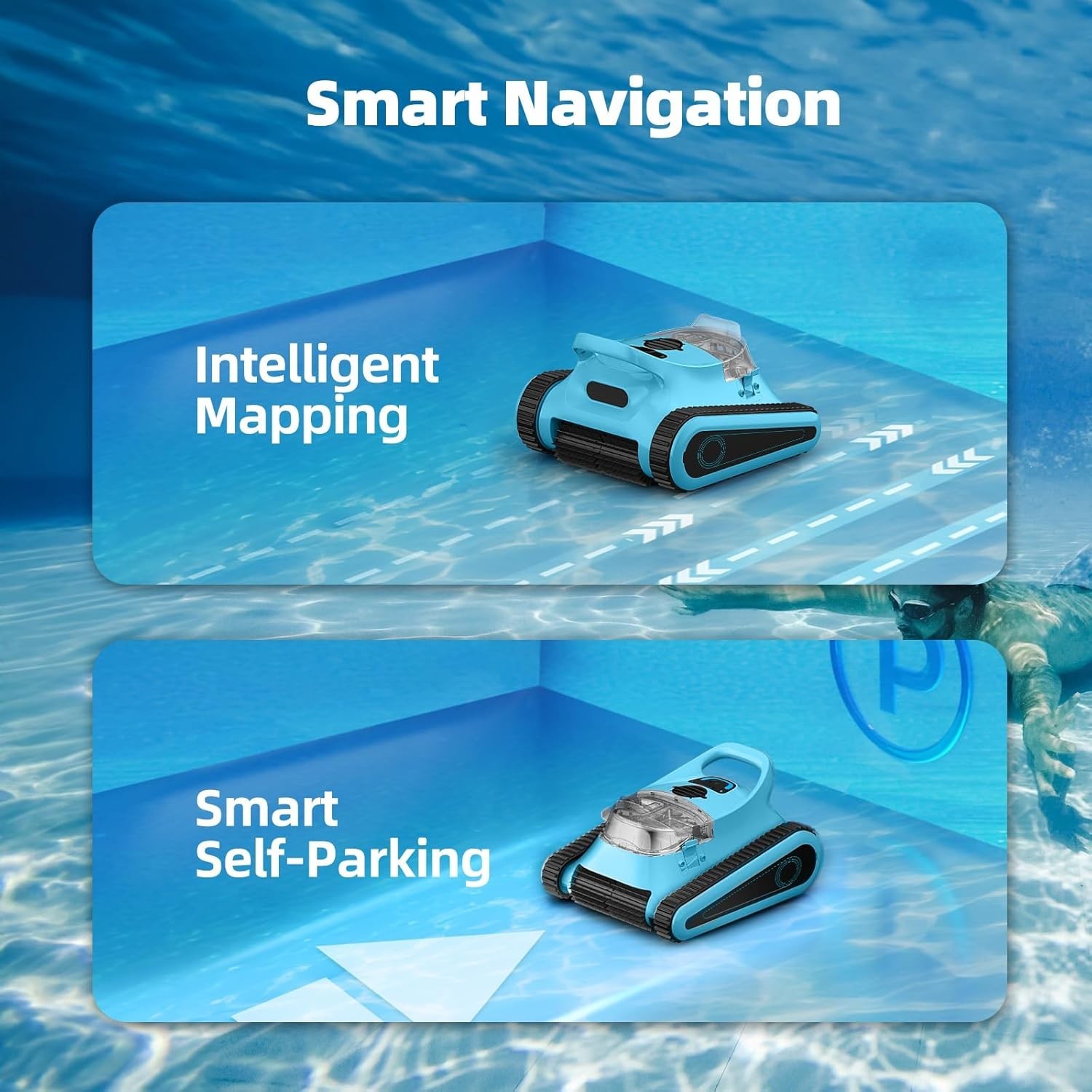 Robotic Pool Cleaner Cordless Wall Climbing Pool Vacuum Robot for Inground Pools
