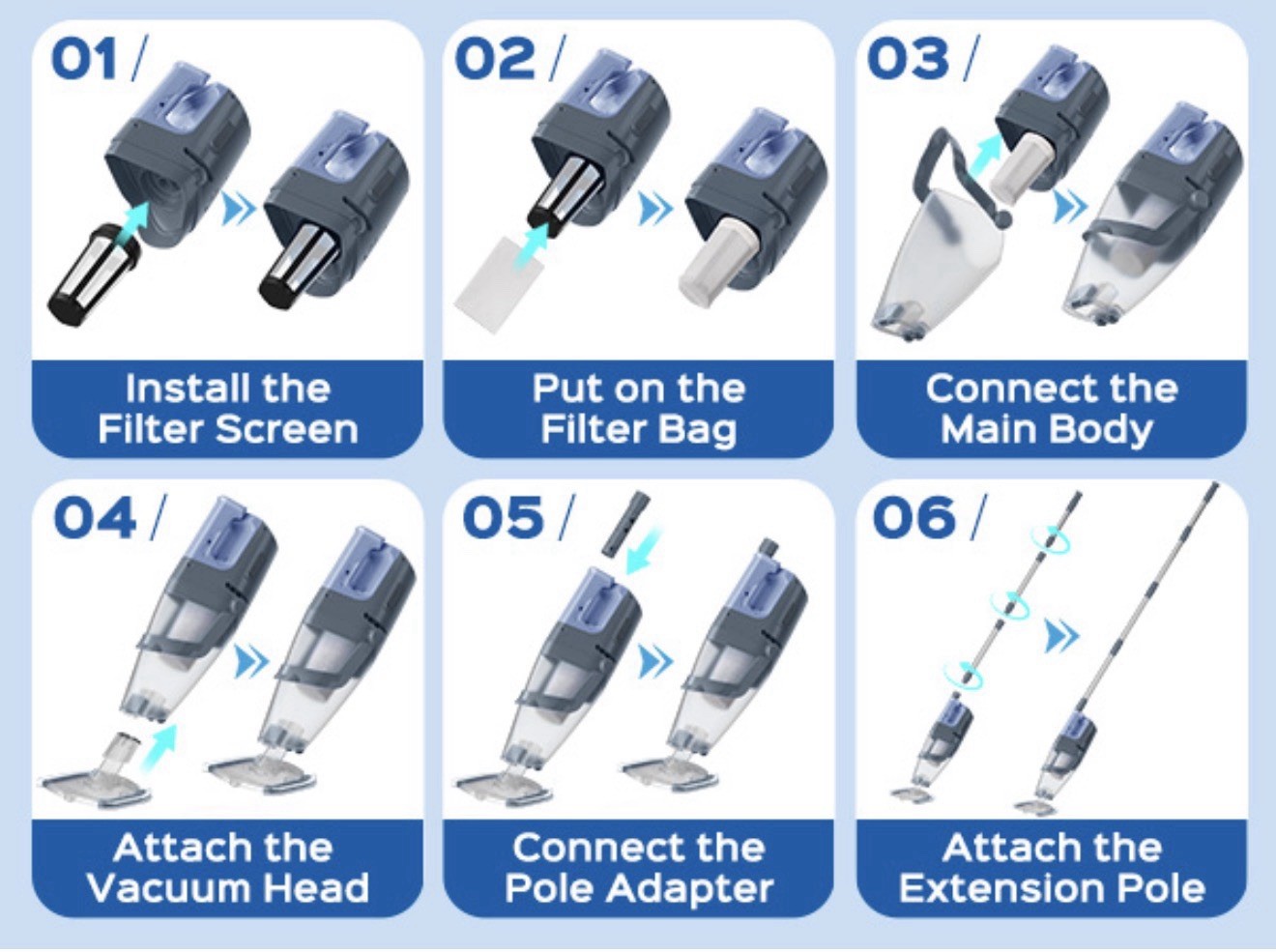 Cordless Handheld Pool Vacuum Cleaner with Telescopic Pole, 26.5 GPM Powerful Su