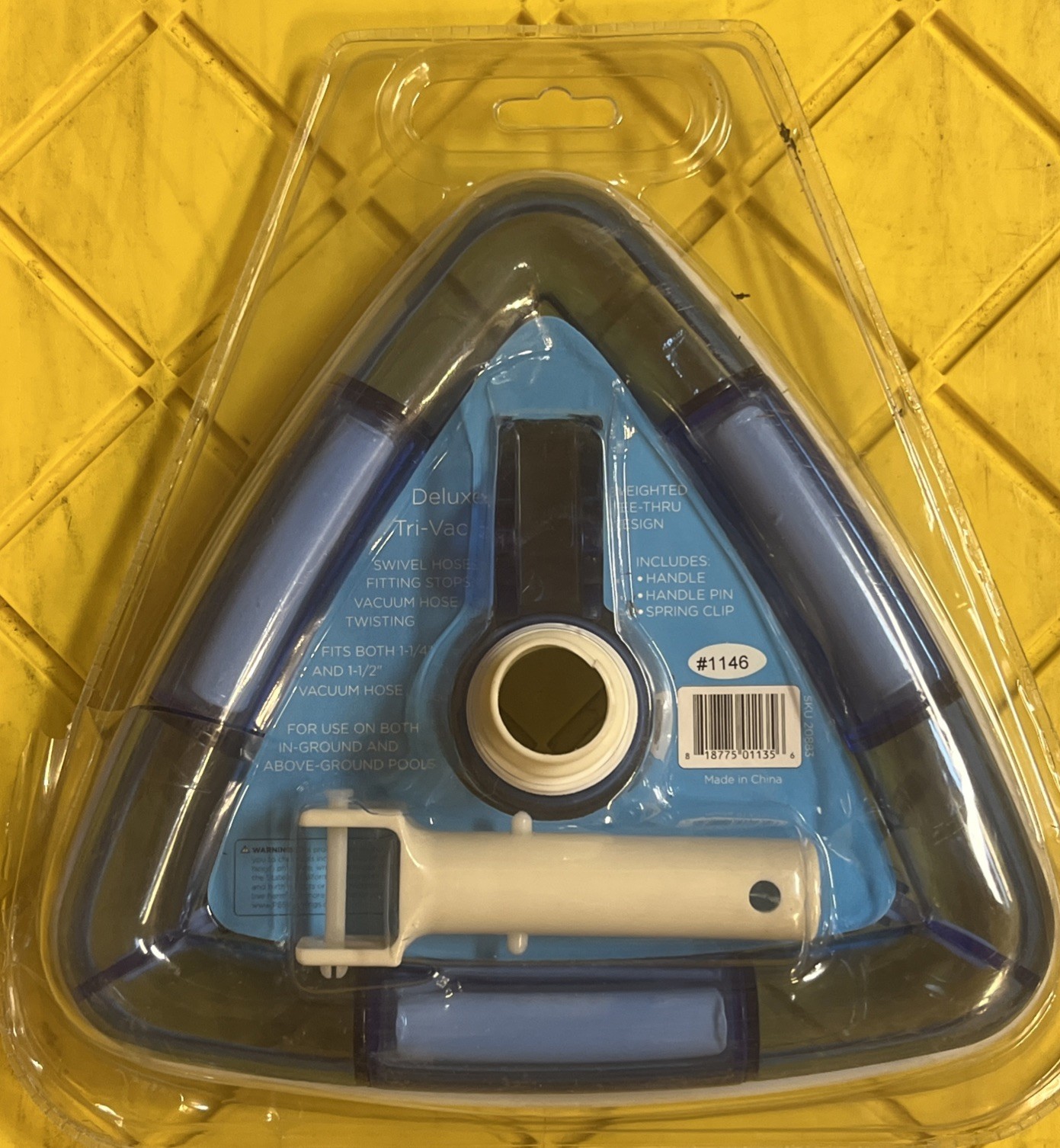 Deluxe Weighted Clear Tri-Vac Pool Vacuum Head For Pool Cleaning