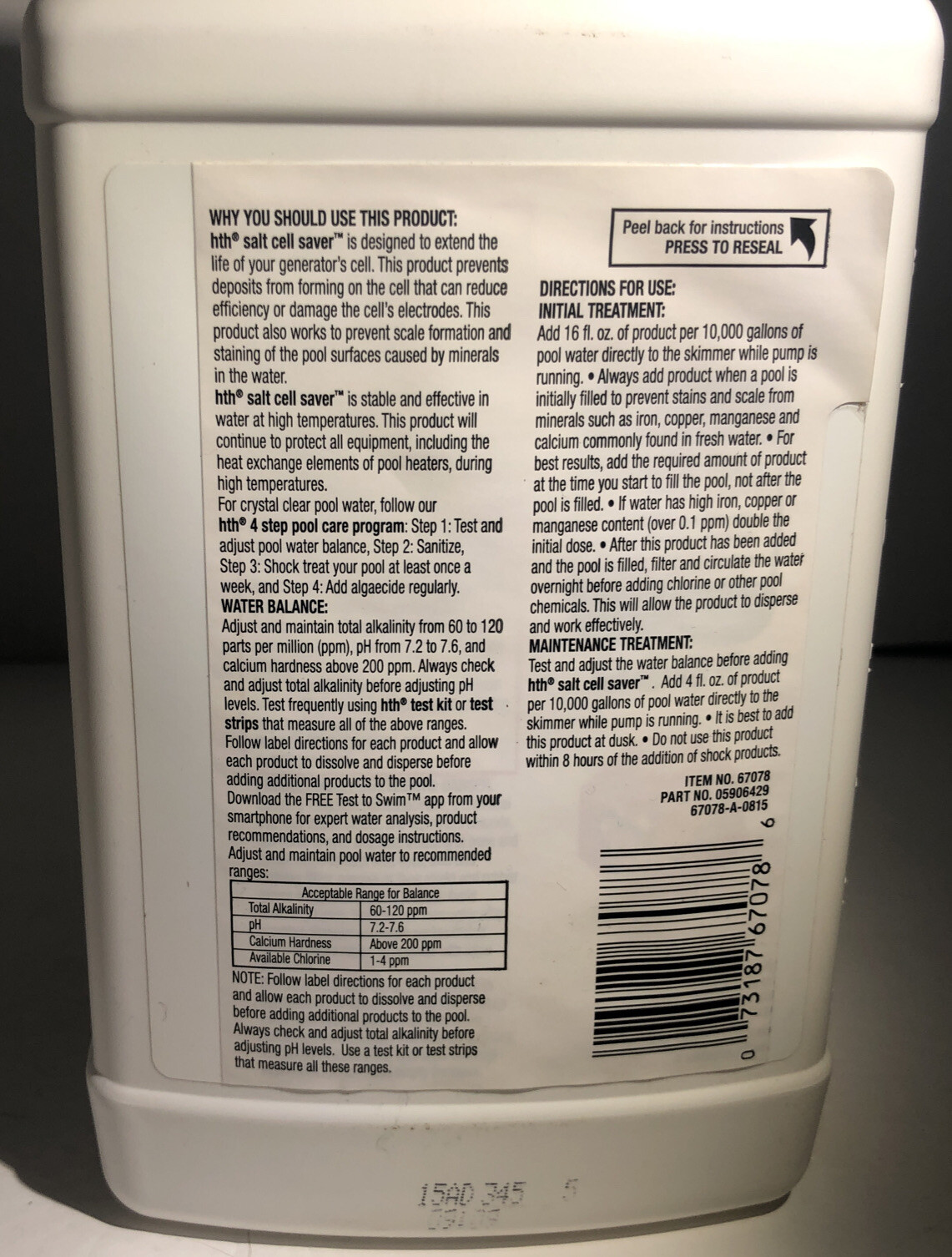 Hth Salt SCell Saver Pool Care 1ea 32 oz blt-SAME DAY SHIPPING