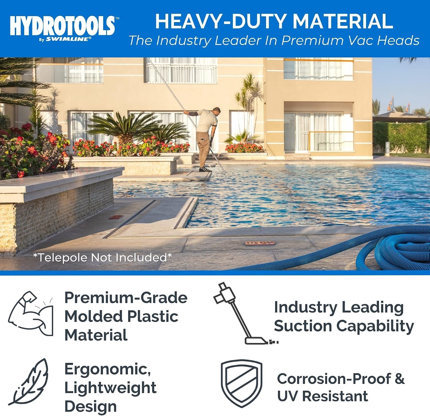 Hydrotools Weighted Manual Vacuum Head for Effortless Pool Cleaning – 13.5&Prime;